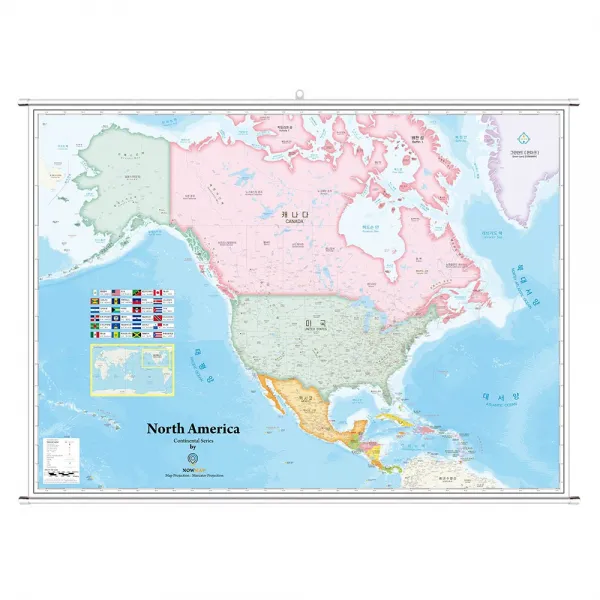 나우맵 대륙별지도 10종시리즈 족자 세계전도 여행 포스터 07. 북아메리카지도