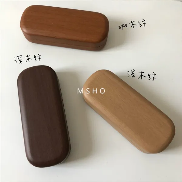 smalux 안경집 선글라스 랜즈 케이스 나무안경박스울음보인다선글라스 렌즈 모두 복고 휴대용 거울함