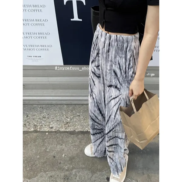 야드팬츠 JOY 해결 모든 것 불완전하다 다리 형 강 드롭 드레이프 골지 홀치기염색 극 슬림핏 뱃살커버 2203915174