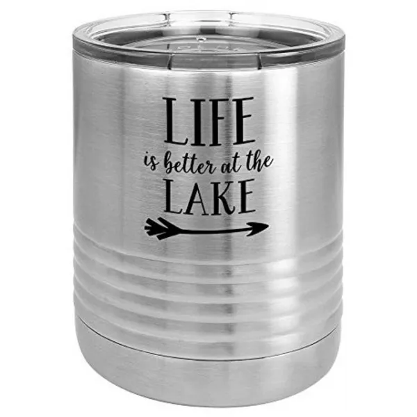 [꿈꾸는직구]W526C1B LAKE-2 스테인리스 10 음료 텀블러 뚜껑이 더 나은 삶 설인 로우 볼 스타일 스테인레스 스틸 여행용 머그잔 재미 따옴표 새겨진 커피 컵 OnlyGifts.com, 푸른