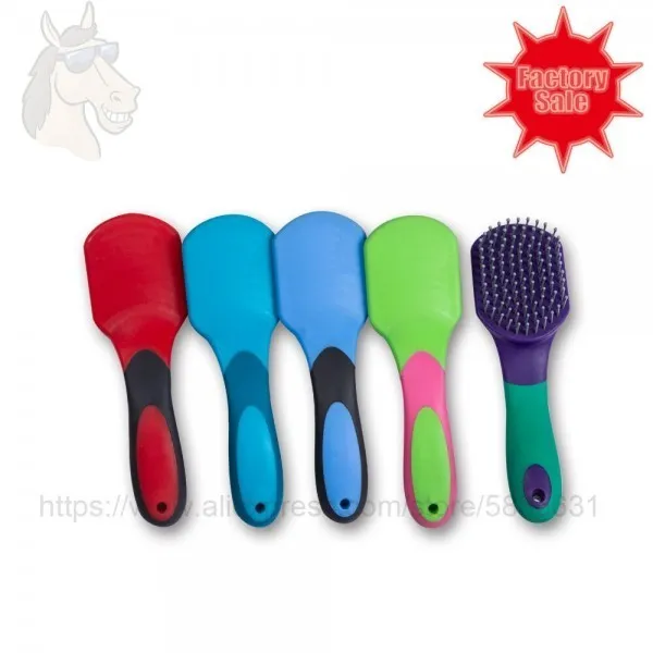348484 / 54 3031 말 갈기 & 꼬리 브러시 스퀘어 헤드 부드러운 고무 그립 24*7cm 바늘 bristles 말 미용 브러시 공장 직접 판매, Black