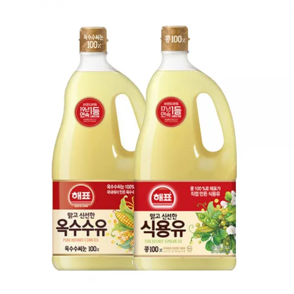 올따옴식용유세트 해표 옥수수유1.8L 1입+식용유1.8L 1입, 1세트