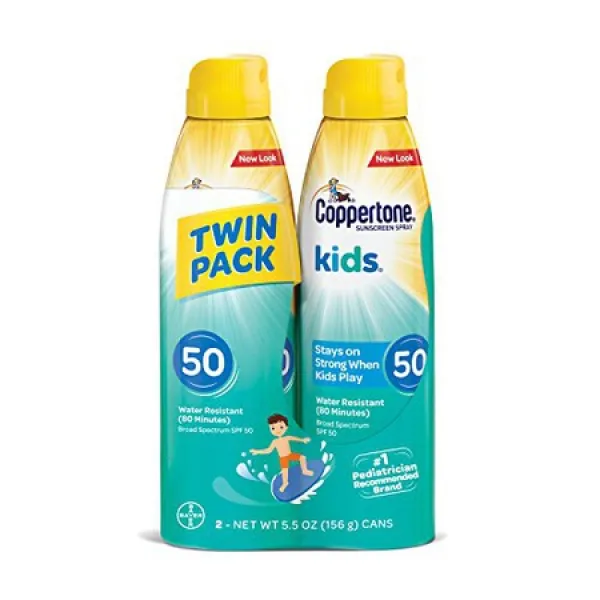 Coppertone 코퍼톤 키즈 자외선 차단제 연속 스프레이 스프레이 50(5.5온스 팩2개) (다양할 수 있음) 화, 상세 설명 참조0, 상세 설명 참조0