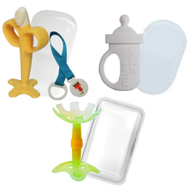 심통-퍼펙션 치발기3종(퍼펙션바나나치발기셋트+심통젖병치발기+플라워입술치발기) 치발기, 퍼펙션바나나치발기셋트+심통젖병치발기(화이트)+플라워입술치발기/그린(케이스)