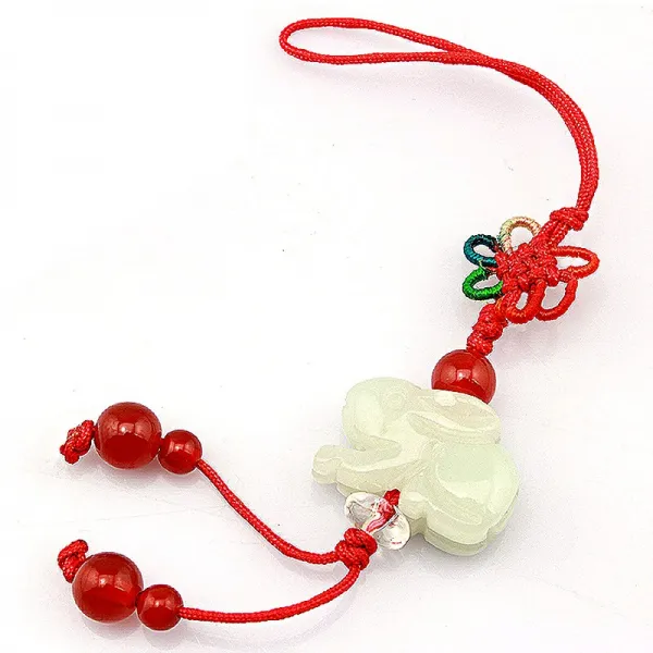 비취옥토끼 띠 핸드폰 고리 펜던트 부착 길상물 액세서리