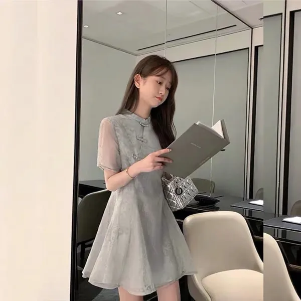위파인더 하복 초선성 개량형 치파오 감령 원피스 여신 범법식 복고풍 날씬한 남복 스커트 패션