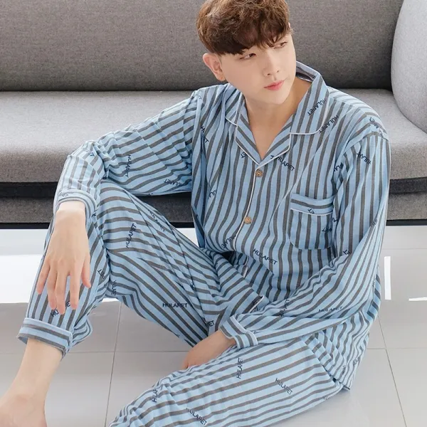 민트코코아 데이투나잇 남성 긴팔 면혼방 잠옷 파자마 세트