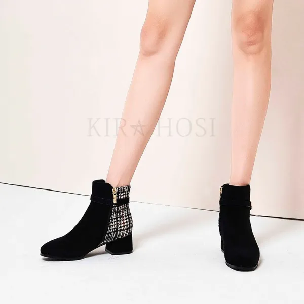 kirahosi 트렌디 여성 스웨이드 앵클 부츠 삭스 통굽 123호+덧신증정 Ha1g88f