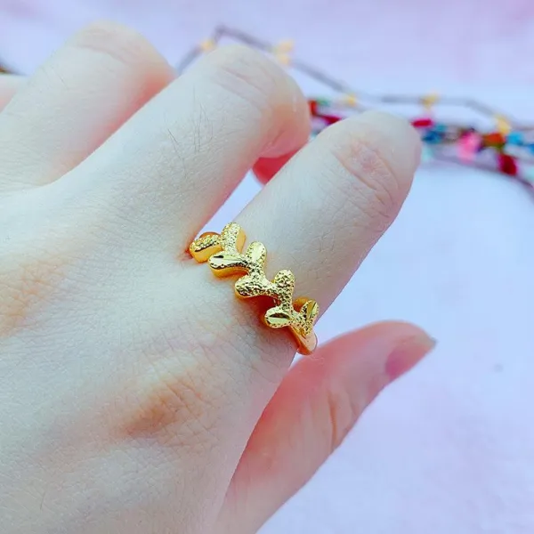 스타일리쉬 노봉상운 스위트 두견새 꽃 사금 참되다 황금 색깔 액세서리 유러머니 링 여자 친구에게선물