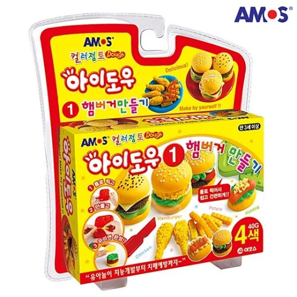 라다몰 [아모스 컬러점토 아이도우1 햄버거 만들기 (AM-819) ] 미술놀이 촉감놀이 발달놀이 유아장난감