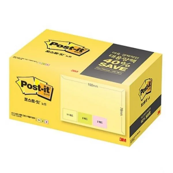 정원컴퍼니 매직버블 포스트잇 노트 657 15a 대용량팩 102x76mm 메모지 메모장 포스트지 점착메모지