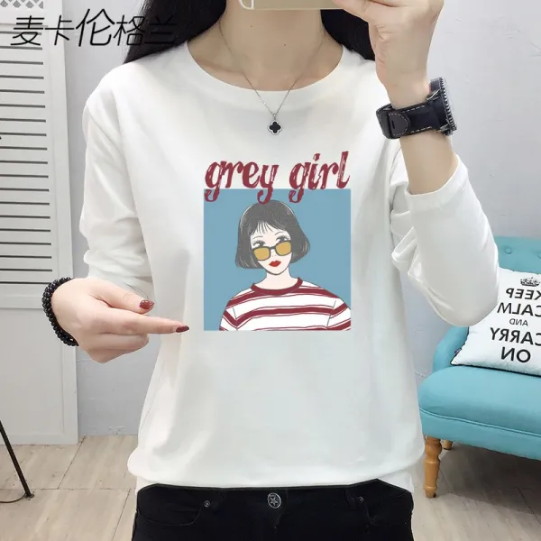 도깨비몰 여성 봄 캐쥬얼 마틸다 라운드넥 쭉티 긴팔 티셔츠