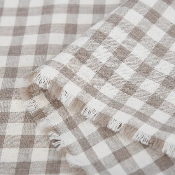 진흥 텍스타일 순면 선염 Dusty 체크 원단 Series 1 yard 기준, 페일 브라운