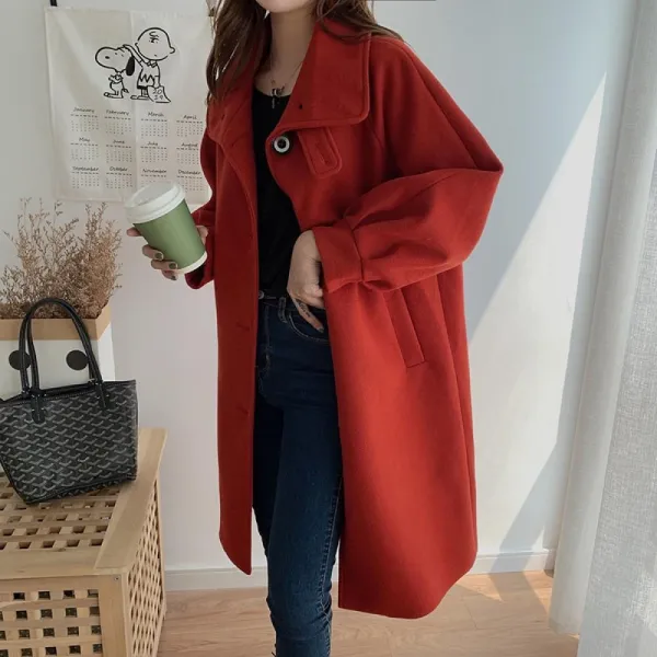 Kirahosi 스페셜 겨울 여성 하프 모직 코트 패션 점퍼 상의 여자 트렌치 정장 코트 외투 빅사이즈 146 Cm 11 Rezvqkl