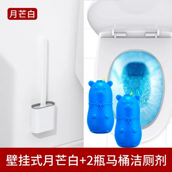 지니마켓 가정용변기솔 물심 생활 실리콘 화장실 무 데드앵글 인싸템 혀 벽걸이 양식 클렌징, 청결  달무리 화이트 _2보틀 세제