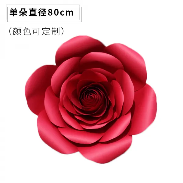 종이꽃 진열창 장식 소품 결혼축하 길안내 인테리어 레드 장미꽃 벽배경 수공업, T08-단송이 꽃송이 직경 80CM
