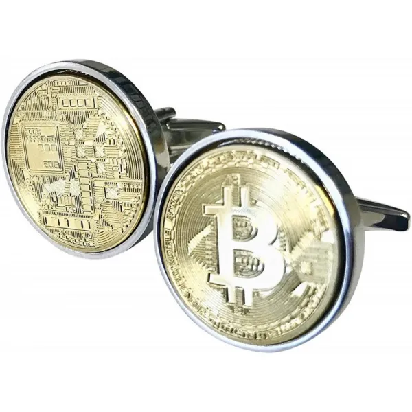 골드 Bitcoin 커프스 단추 - 금도금 - 100 % 만족 보장 - 프리젠 테이션 상자 포함