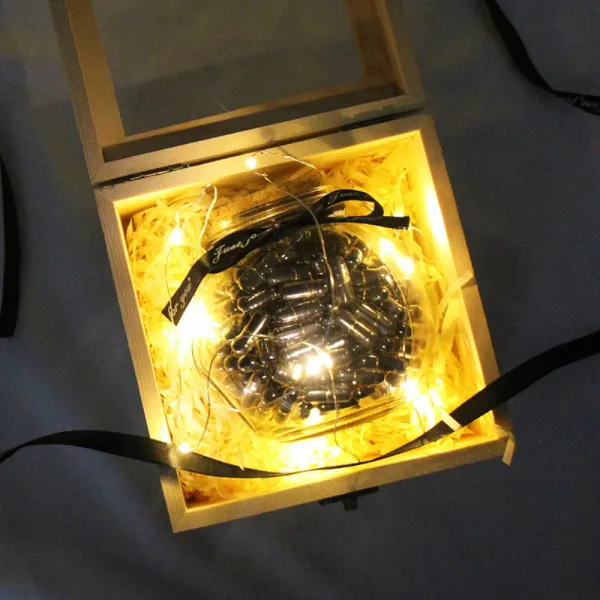 캡슐편지 악얄편지 선물편지, 【334 블랙 캡슐】 라이트 + 중병 + 나무 상자 포장