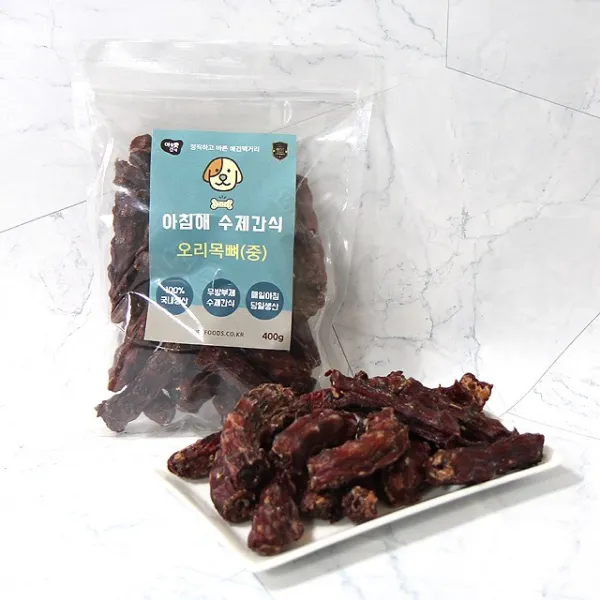 아침애 대용량 강아지 수제간식, 1개, 대용량 오리 목뼈껌(중)400g