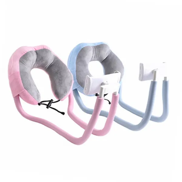젤리피쉬 목베개 핸드폰거치대 침대 자바라 휴대용 목걸이 스마트폰 목 거치대, 블루
