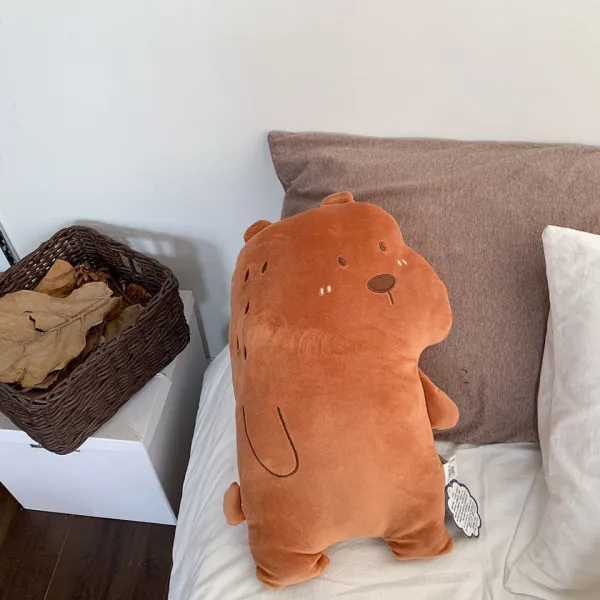 봄봄상회 BY 독창적 롱스틱 곰돌이 바닷새 피규어 침대위 쿠션 수면 털 인형 선물, 묵인, 두개 곰돌이