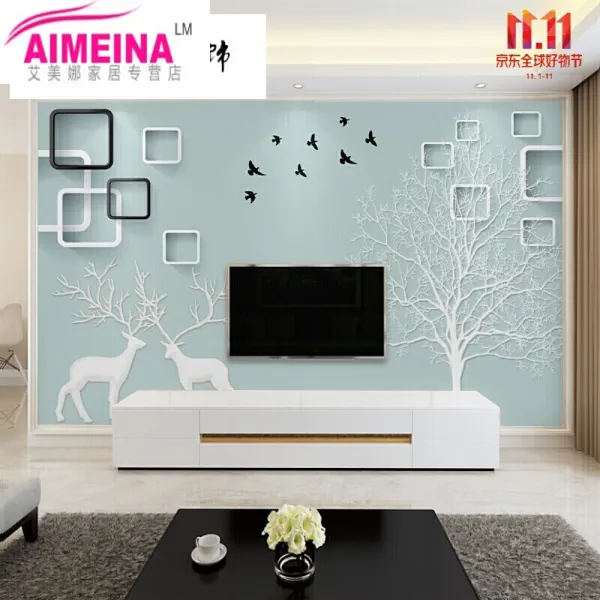 자체 적 으로 벽 지 를 붙 이 고 벽지 로 된 벽지 벽 화 를 간단하게 장식 하 는 데 8 D 입체 침실 3d 북유럽 스타일 의 베 Q 격자 무늬 유화 벽 지 + 전용 풀