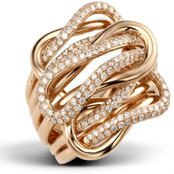 독립역 구미 멀티랩 스트랩 링 18k 로즈 골드 도금 버튼 링 R1455