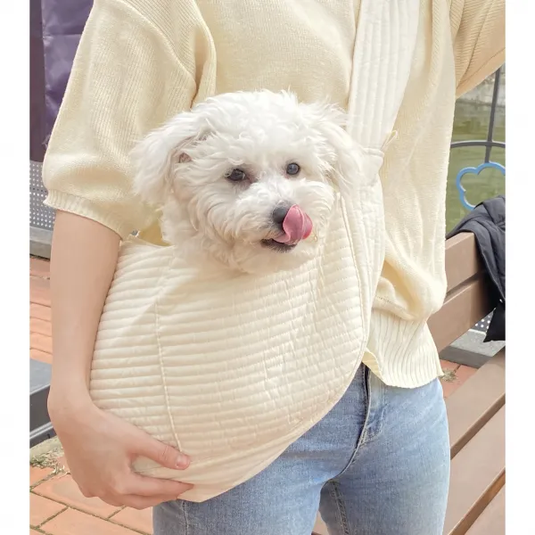 강아지 슬링백 이동가방 포대기 산책가방 애견 포대기 고양이, 화이트