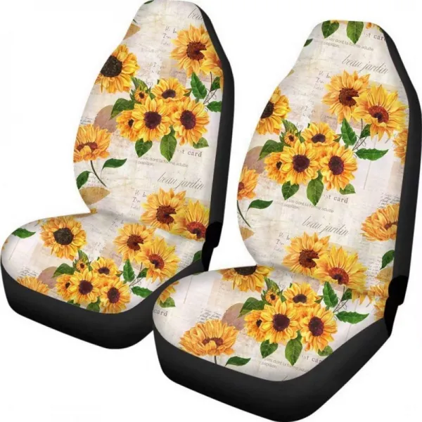 반론자 보헤미아 패브릭 프론트 시트 커버 해바라기 디자인 카 인테리어 프로텍터 세트 차량 세단 Suv 및
