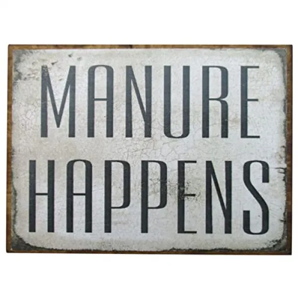 농학 4x3 국가 농장에 대한 영감 목재 소박한 국가 표지판 생활을위한 4x3 Distressed White Manure Happens 본상품 본상품