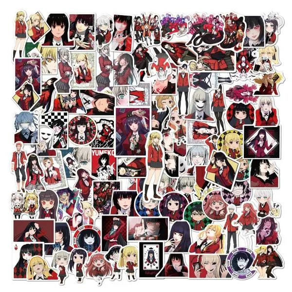 100PCS Kakegurui 스티커 장난감 비닐 강박 도박꾼 애니메이션 스티커 DIY 편지지 노트북 전화 PS4 기타 스, 04 10pcs Kakegurui