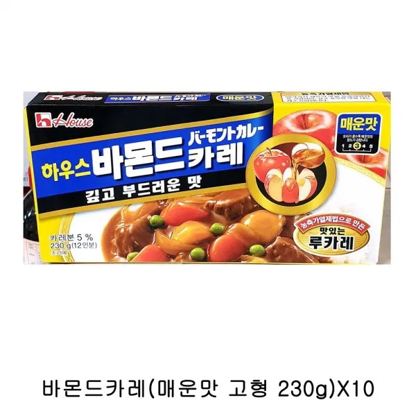 업소용 식자재 바몬드카레(매운맛 고형 230g)X10 비상식량 3분카레 포두부 건두부 카레 면두부 제사음, 쿠팡 1