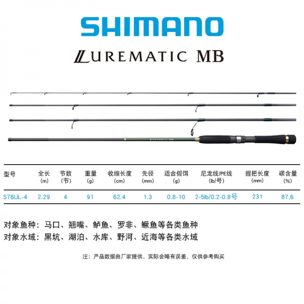 루어 SHIMANO 히마노 LUREMATIC 곧은자루 총 미물 넙치 원투 입이 딱 벌어지다 농어낚시대 611334031, S76UL-4 사절 (곧은자루 2.