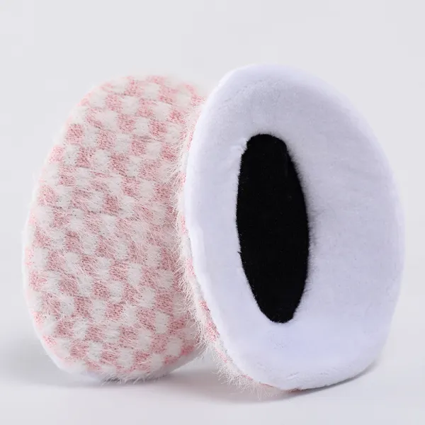 겨울철 밍크 홑귀 보온 귀마개 모직 귀마개 귀 따뜻하다 귀 보호대 무간 귀마개 분체 귀마개 독립 귀마개 초등귀마개, 핑크 체크