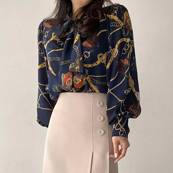 네모 여성용 에르체인 블라우스