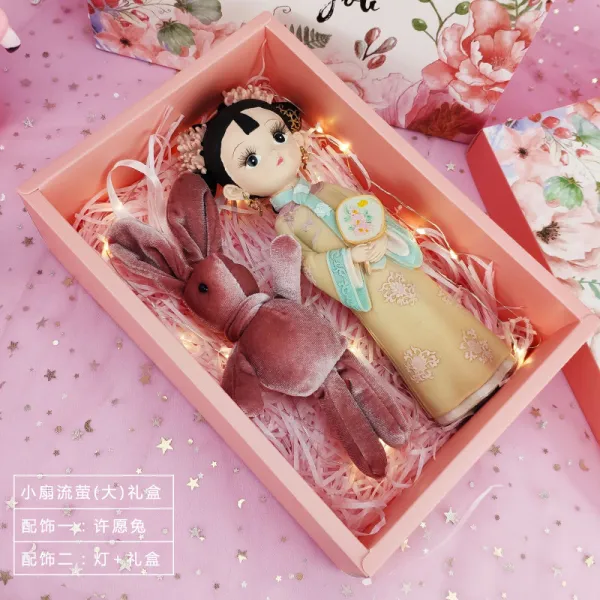인 스 창의 생일 선물 소녀 심 잡화 점 가구 사무 탁자 거실 장식 공예품 귀엽다 큰 선풍기 개똥벌레 + 소원 토끼 + 등 + 선물 상자