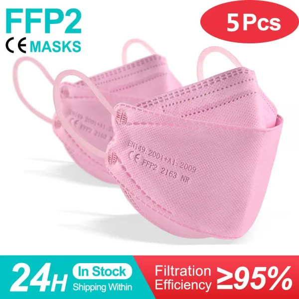 컬러 피쉬 마스카라 FFP2 KN95 마스크 한국 인증 마스카라 fpp2 동질가 호흡기 ffp2mask ce 재사용 가능한 마스크 마스크, adult pink 5pcs_19