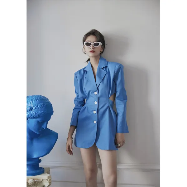 나는 낙천적이다 크레이지 거대함 뱃살커버 카라넥 싱글 버튼 허리보정 펀칭 긴 소매 얇은