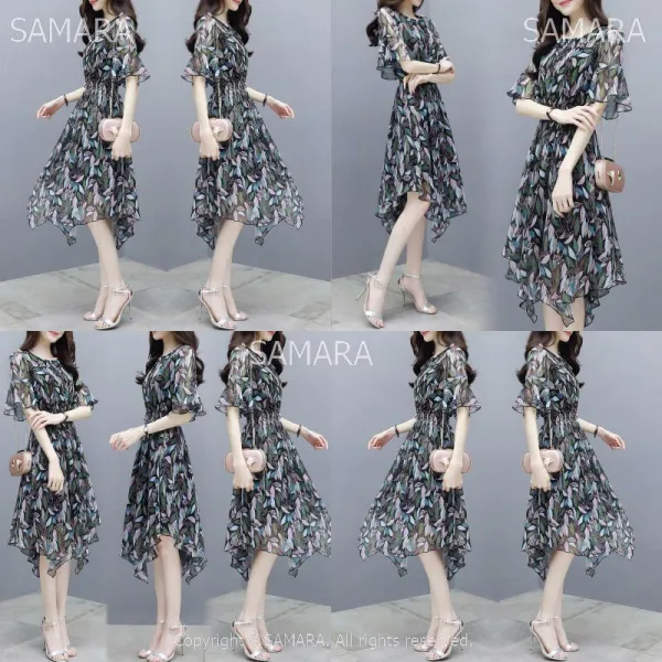 Qterra 특허브랜드 프린트원피스슬림핏 여름패션원피스 쉬폰원피스