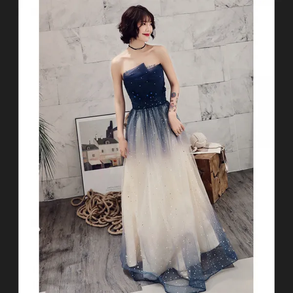 Ineymall Chengxiu 투톤 그라데이션 별프린트 롱드레스 특별한날 기념일 연주회 시상식 행사 모임 이브닝 파티드레스