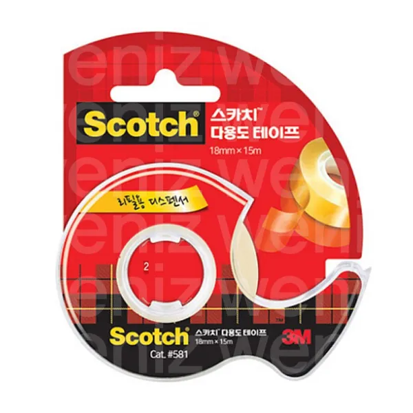 스카치 3M 다용도 셀로판테이프 디스펜서 581 18 mm x 15 m, 10개