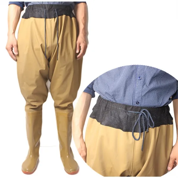 반신 내마모성 모내기용 신발 부츠 소프트 밑창 농토화 무릎넘어 물을 건너다, 엘로 네트 웨이스트 소프트 밑창 플랫