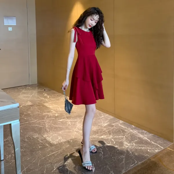 SIMKUNG 심쿵마켓 라운드 끈 리본 프릴 케이크 원피스
