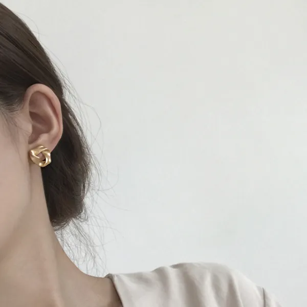 라넌스타일 꼬임 빈티지 무광 귀걸이+ 물결반지 귀걸이