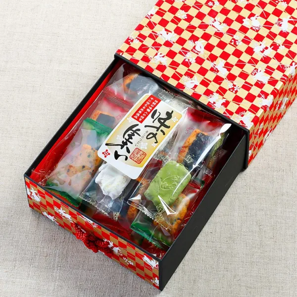 京箱 味の集い （せんべい ギフト 包装済み 手提袋付き 和紙 箱 個包装 海外 人気） 京箱 맛 모임 [백중날 추천] (전병 선물 포장 된 手提 봉투 포함 종이 상자 개 포장 해외 인기), 1