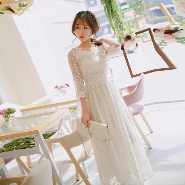 wpart 레이스 소매가 긴 드레스 망년회 여자 회 차회 드레스 (S)