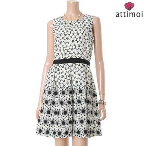  아띠무아 허리리본 플라워 마원피스