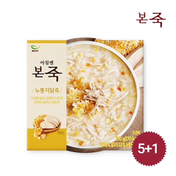  본죽 아침엔본죽 누룽지닭죽 270g 5+1팩 6팩