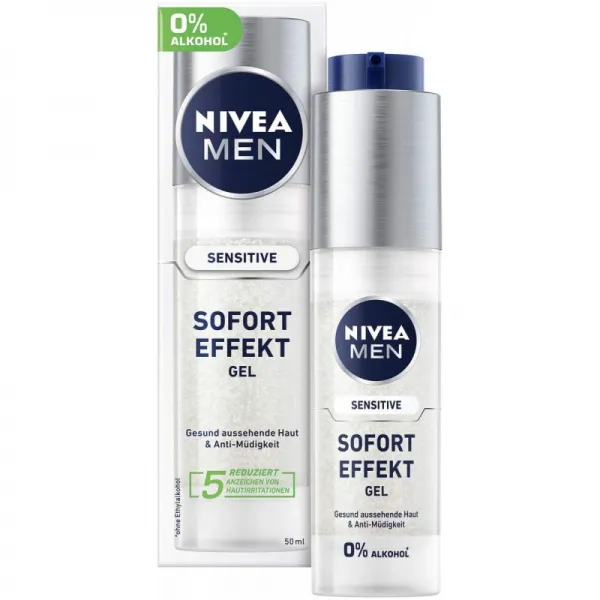 민감한 피부를 위한 니베아 남성 민감한 즉각적인 효과 젤(50ml) 가벼운 모이스처라이저 카모마일과 비타민 E가 함유되어 있, 1