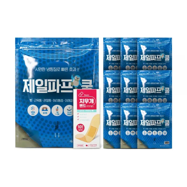 제일파프 쿨 5매입 X 10개 총50매 쿨파스 냉찜질, 제일파프 쿨 5매입  10개 + 지우개밴드 10매